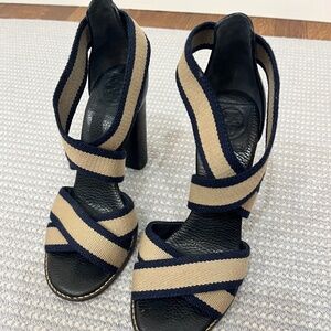 Tory Burch Navy & Khaki High Sandal